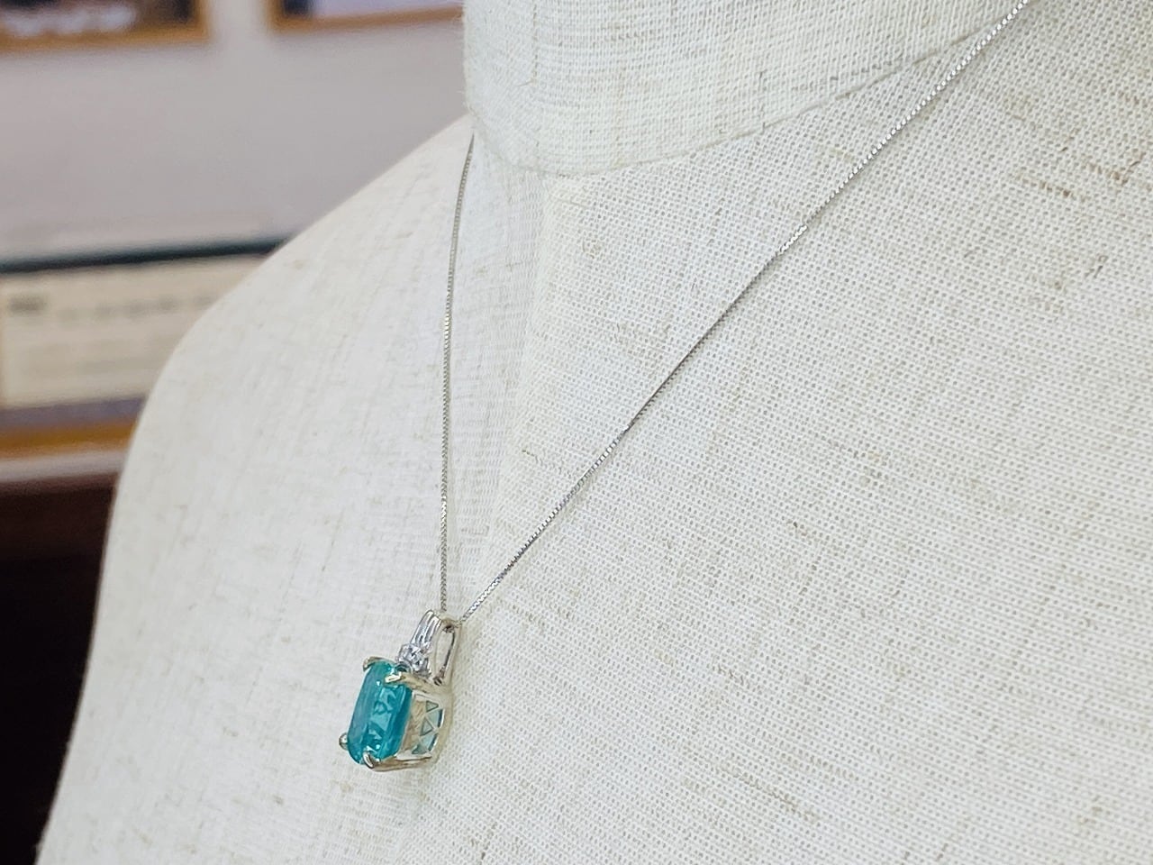 パライバトルマリンタイプ<ラボグロウン>ペンダント 【限定1個】4.95ct 蛍光色 魅力的なブルー&グリーン S-003