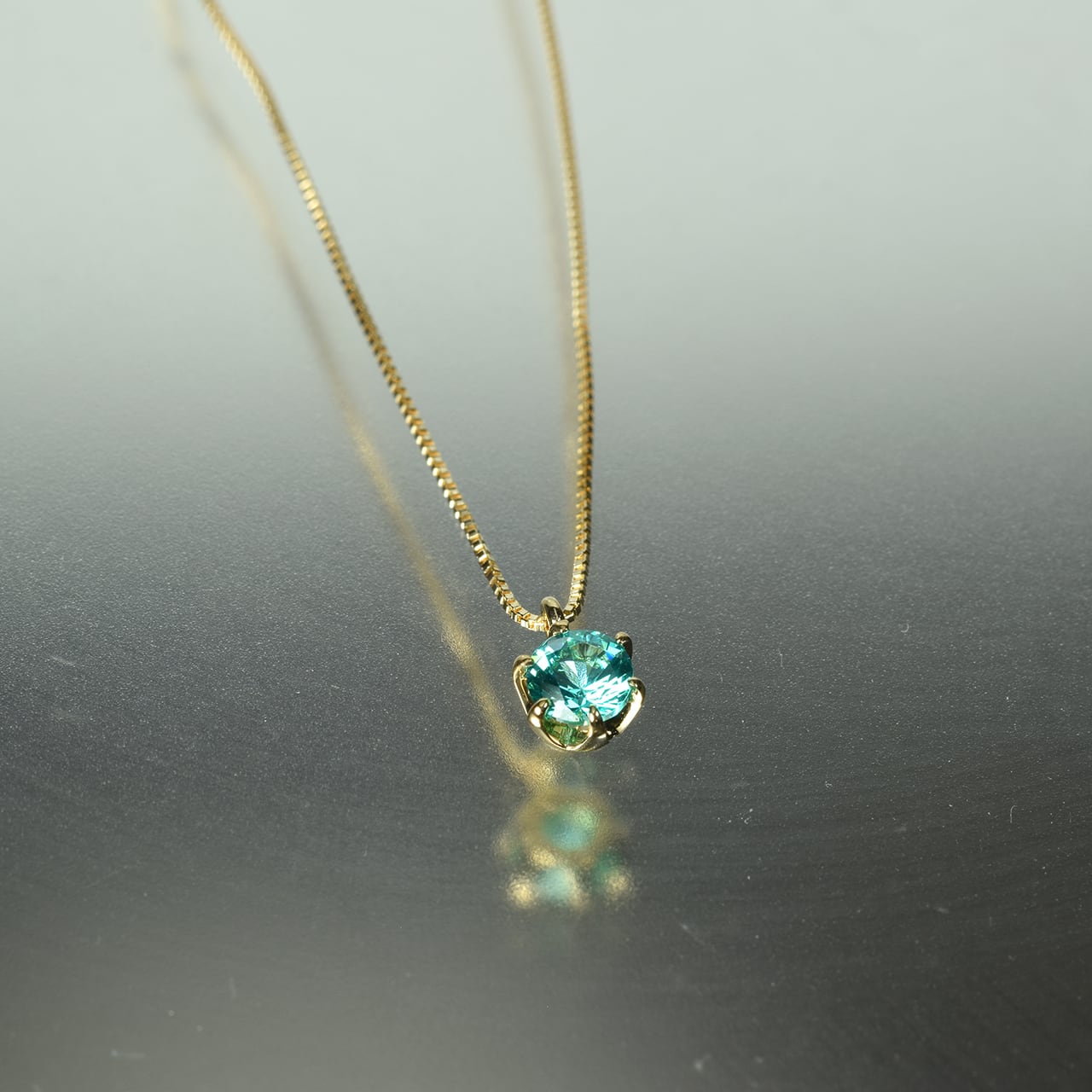 K18 パライバタイプペンダント4mm 0.4ct <K10チェーン付> バチカンなし PTCH-011-2