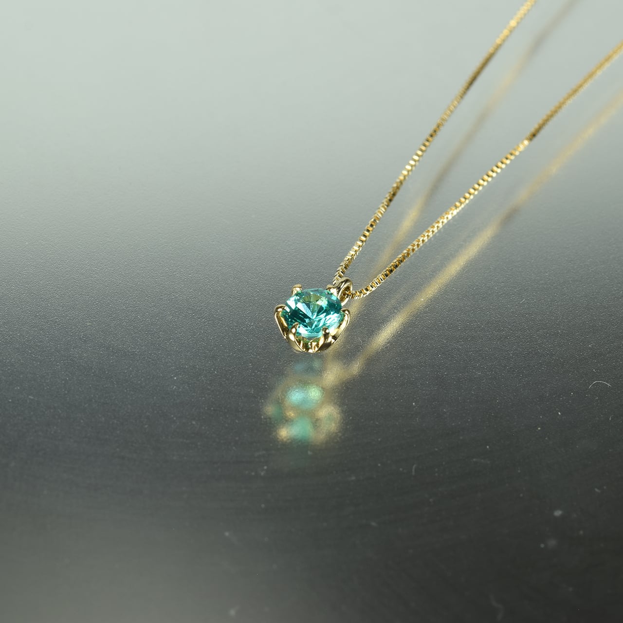 K18 パライバタイプペンダント4mm 0.4ct <K10チェーン付> バチカンなし PTCH-011-2