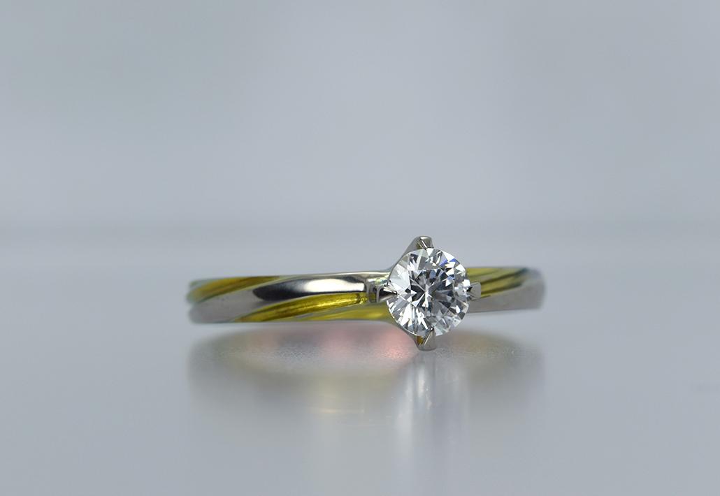 婚約指輪|ピンク×黄色いさざなみ<Sazanami>Aプラン - 0.2ct