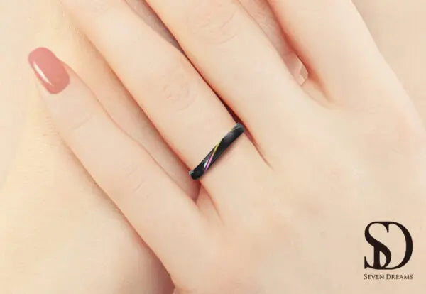 黒い結婚指輪|+緑・ピンク エターナルスリム