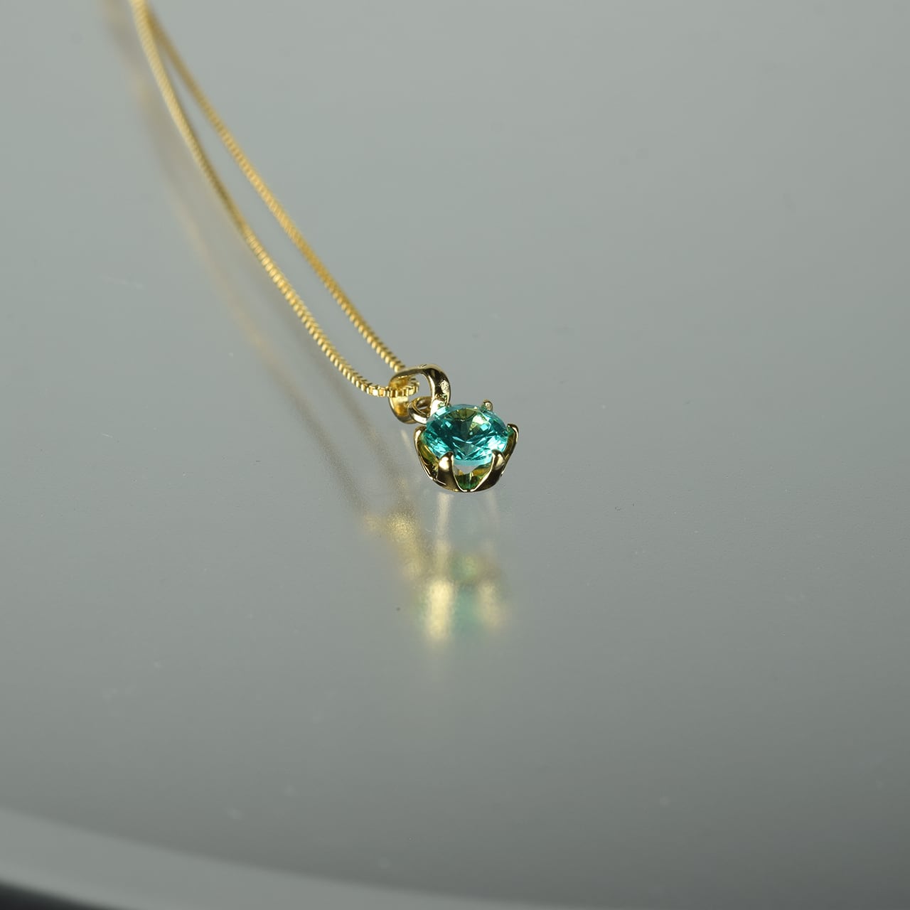 K18 0.3ct パライバタイプ(K18チェーン付)4mm ペンダント PTCH-011-3