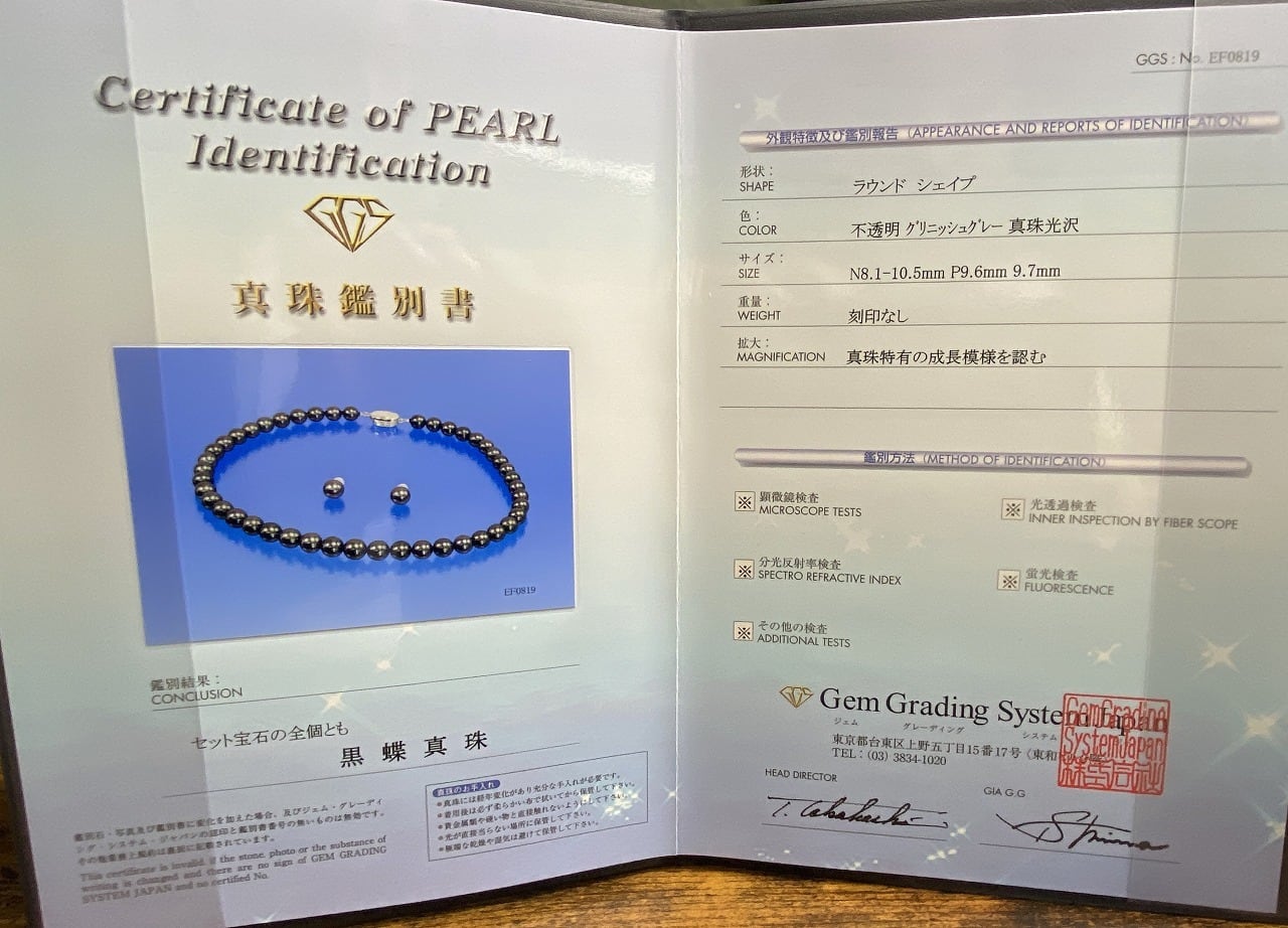 黒真珠　8.1ｍｍ〜10.5ｍｍ（ピアス付）　鑑別書付　【限定1個】　PA-011