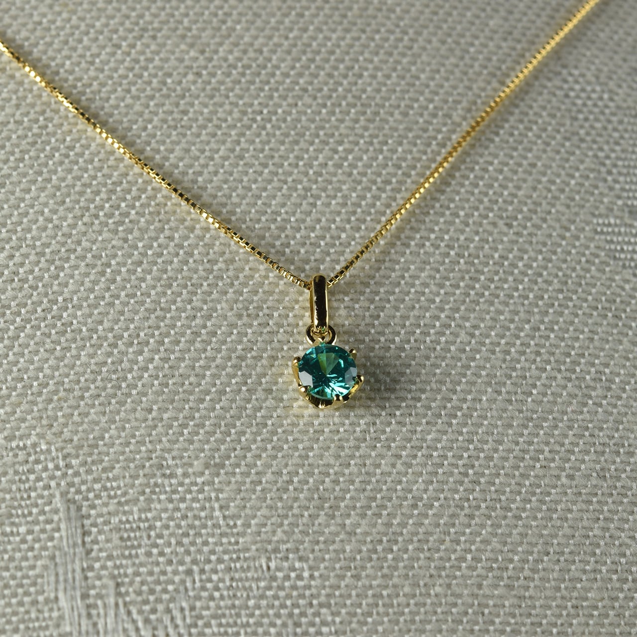 K18　0.3ct　パライバタイプ（K18チェーン付）4ｍｍ　ペンダント　PTCH-011-3