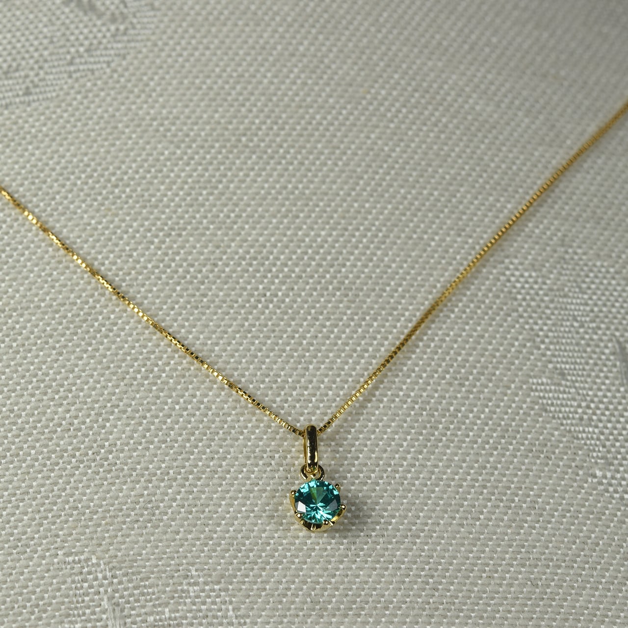 K18　0.3ct　パライバタイプ（K18チェーン付）4ｍｍ　ペンダント　PTCH-011-3