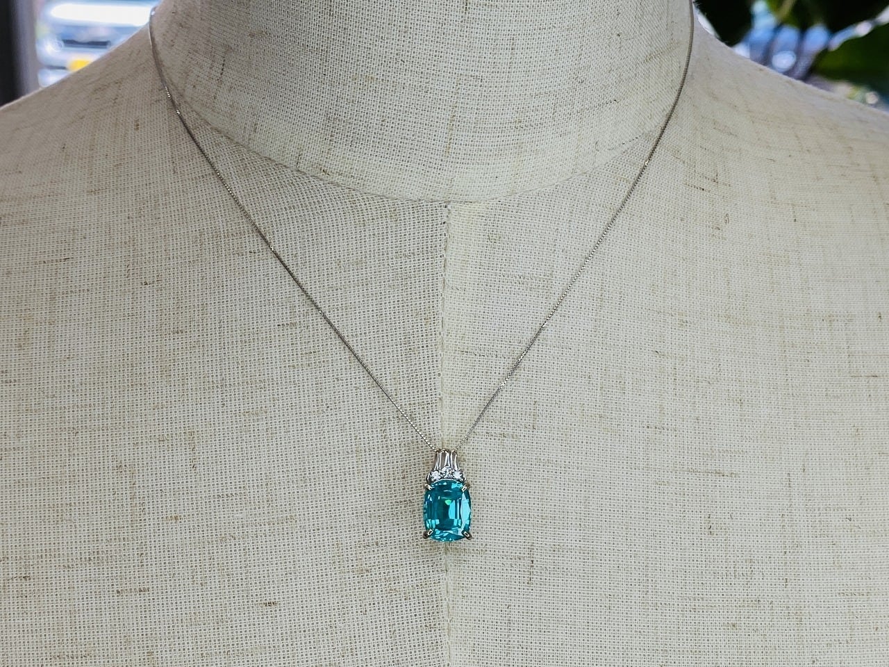 パライバトルマリンタイプ＜ラボグロウン＞ペンダント　【限定1個】4.95ct　蛍光色　魅力的なブルー＆グリーン　S-003