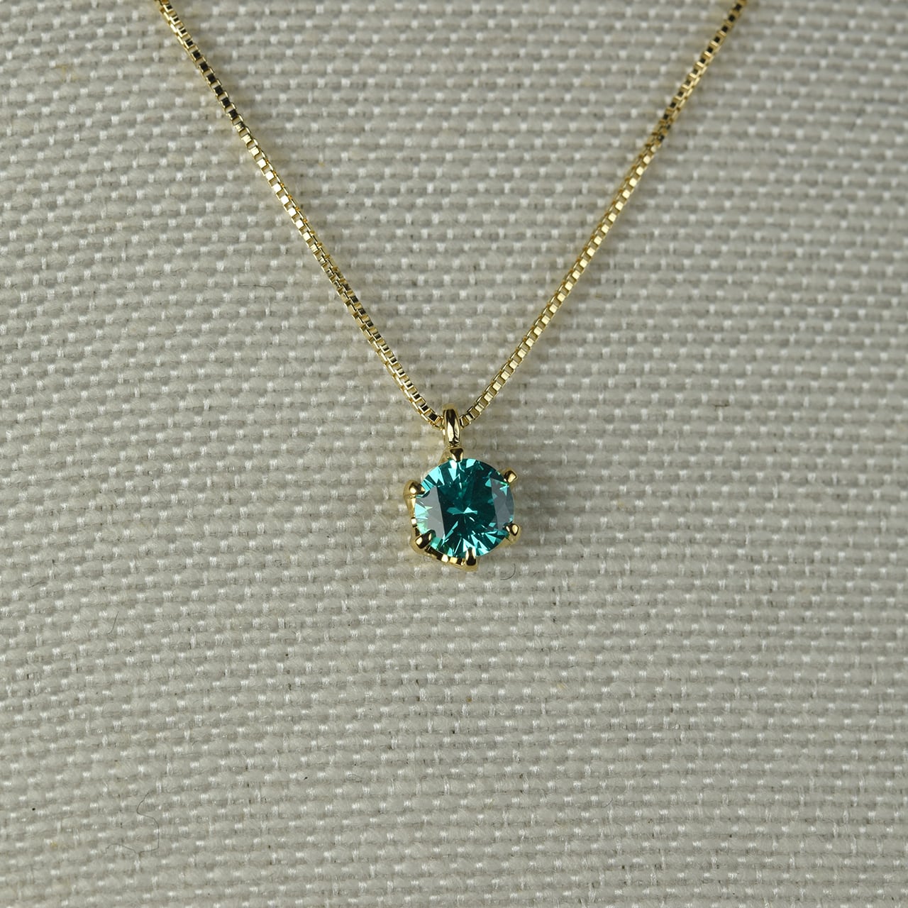 K18　パライバタイプペンダント4ｍｍ　0.4ct　＜K10チェーン付＞　バチカンなし　PTCH-011-2