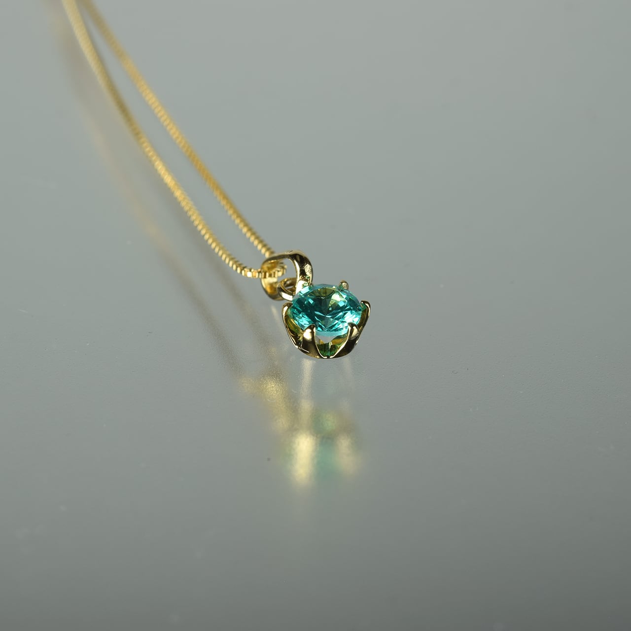 K18　0.3ct　パライバタイプ（K18チェーン付）4ｍｍ　ペンダント　PTCH-011-3