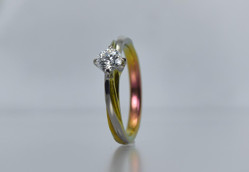 婚約指輪｜ピンク×黄色いさざなみ＜Sazanami＞Aプラン - 0.2ct