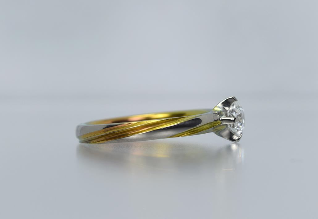婚約指輪｜ピンク×黄色いさざなみ＜Sazanami＞Aプラン - 0.2ct