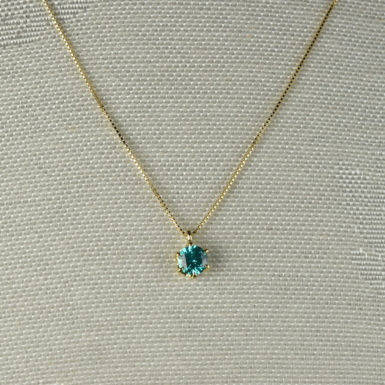 K18　パライバタイプペンダント4ｍｍ　0.4ct　＜K10チェーン付＞　バチカンなし　PTCH-011-2