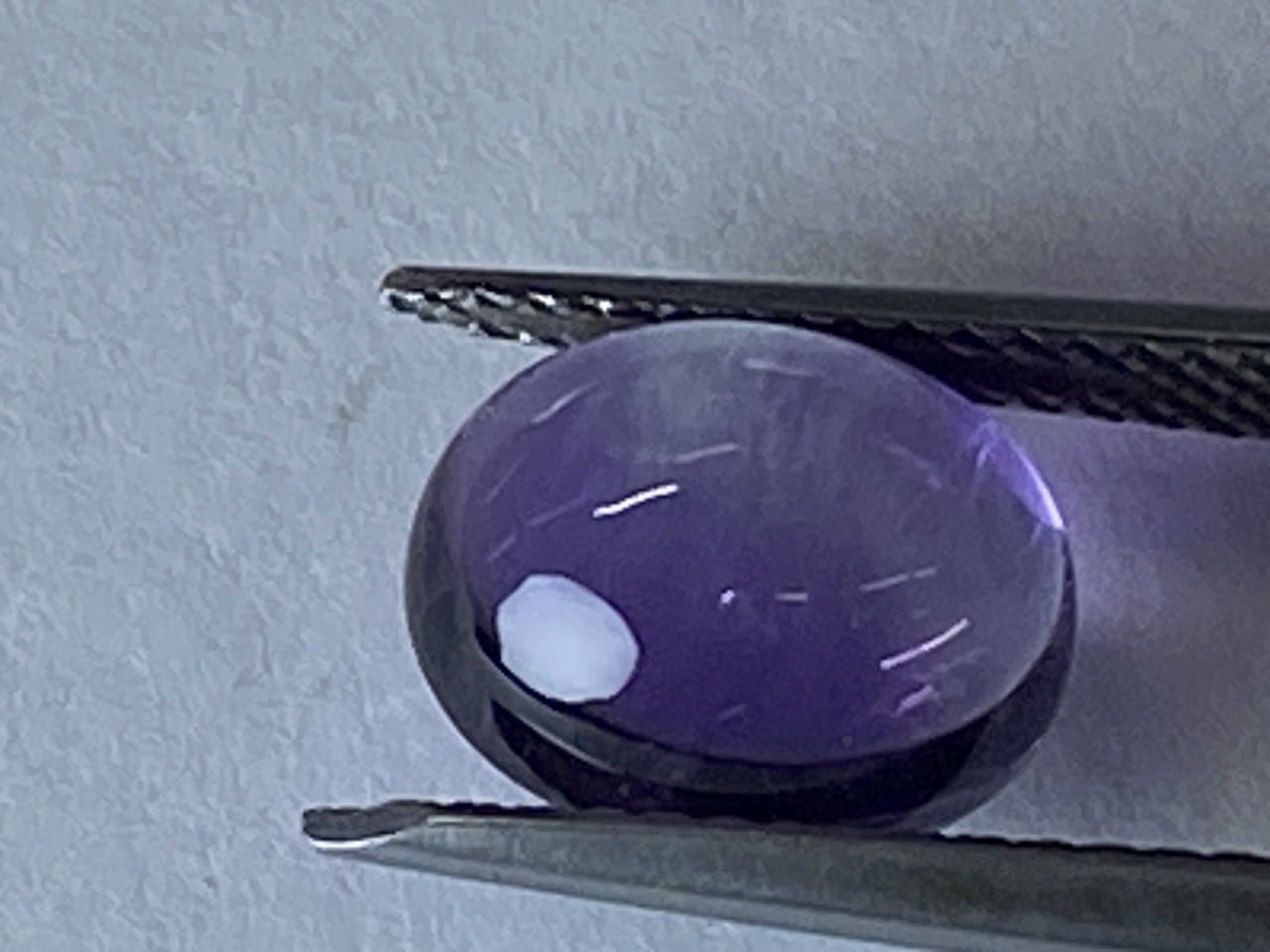 新入荷｜アメジスト｜かわいいカボッションカット　透明＆紫のコンビネーション　2.97ct　サイズ：9.8×8ｍｍ　【限定1個】　＜M-C-78＞