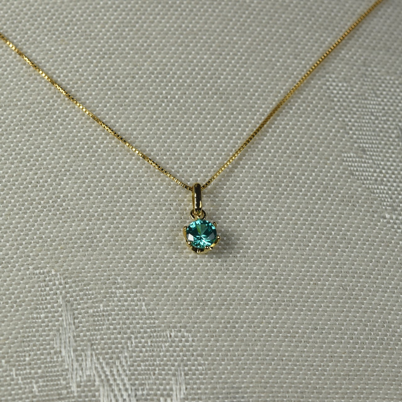 K18　0.3ct　パライバタイプ（K18チェーン付）4ｍｍ　ペンダント　PTCH-011-3